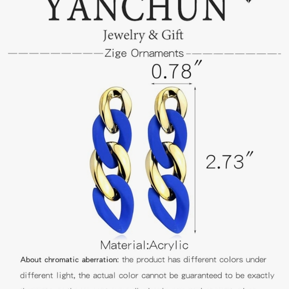 NEW BLUE CHAIN LINK EARRINGS - Picture 5 of 5